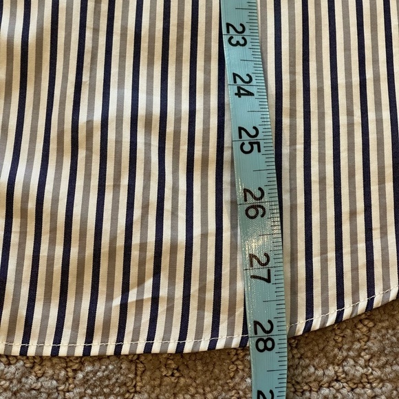 Milly Fractured Sleeve Gray Striped Button Down, Long Sleeve Cotton Blouse, 10 - Picture 9 of 16